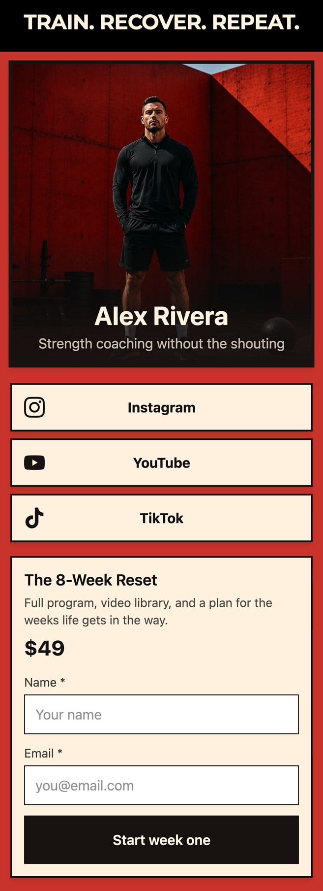 Alex Rivera personal trainer link page